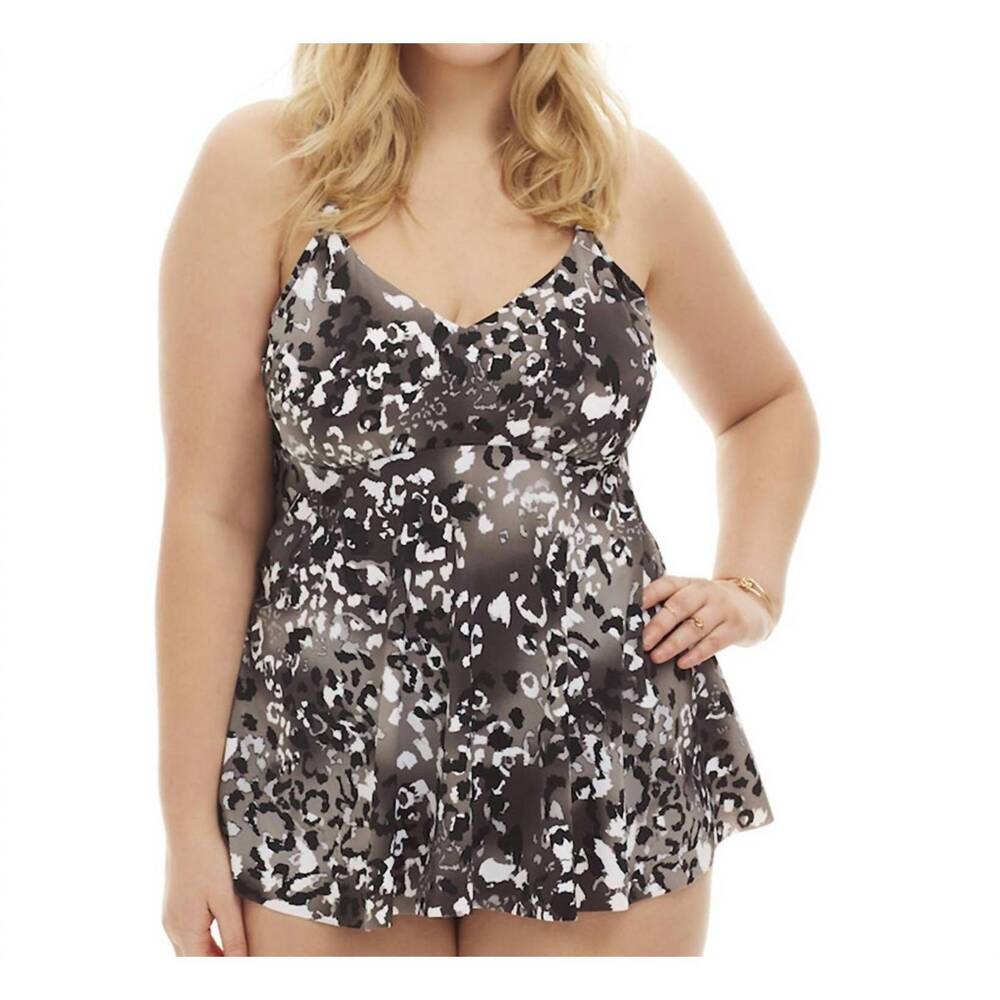 NEW ALWAYS FOR ME plus size underwire tankini top in grey
